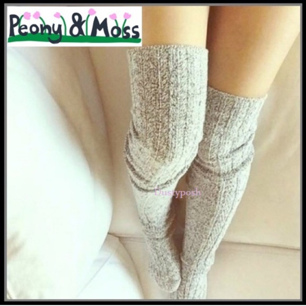 Peony and Moss Cable Knit Thigh High Boot Socks Over Knee Boot Anthropologie OTK